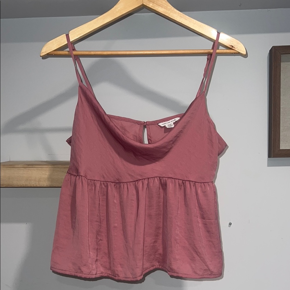 American‎ Eagle satin Dusty rose Women's Pink Spaghetti Strap Top
